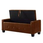 Banc de rangement ottoman en bois et similicuir 43,2 cm (H) x 46 cm (l) x 122 cm (P)