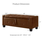Banc de rangement ottoman en bois et similicuir 43,2 cm (H) x 46 cm (l) x 122 cm (P)