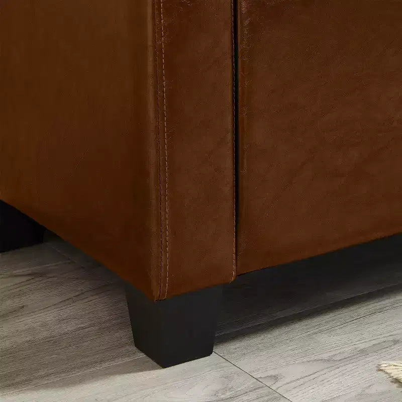 Banc de rangement ottoman en bois et similicuir 43,2 cm (H) x 46 cm (l) x 122 cm (P)