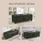 Banc de rangement ottoman en bois et similicuir 43,2 cm (H) x 46 cm (l) x 122 cm (P)