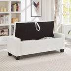 Banc de rangement ottoman en bois et similicuir 43,2 cm (H) x 46 cm (l) x 122 cm (P)