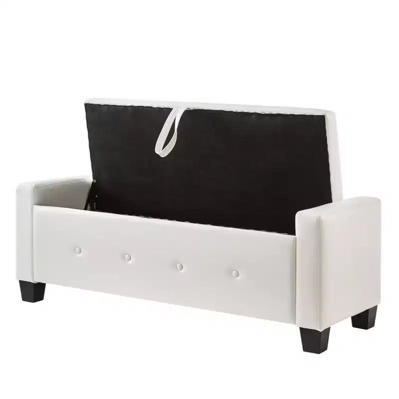 Banc de rangement ottoman en bois et similicuir 43,2 cm (H) x 46 cm (l) x 122 cm (P)