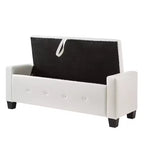 Banc de rangement ottoman en bois et similicuir 43,2 cm (H) x 46 cm (l) x 122 cm (P)