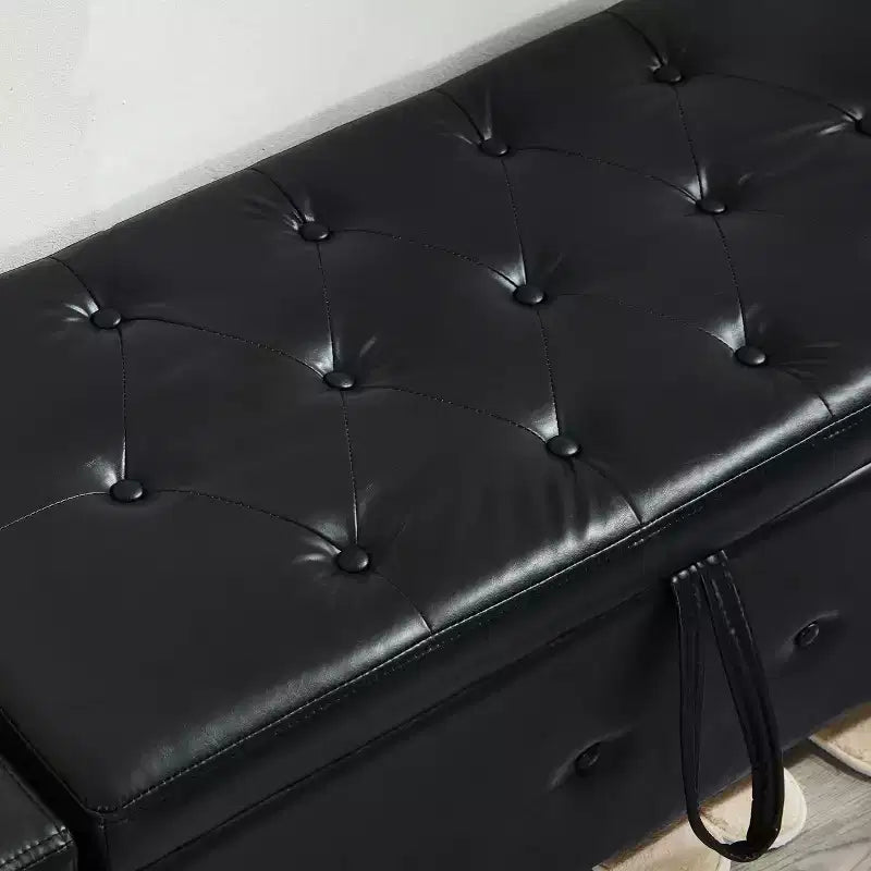 Banc de rangement ottoman en bois et similicuir 43,2 cm (H) x 46 cm (l) x 122 cm (P)