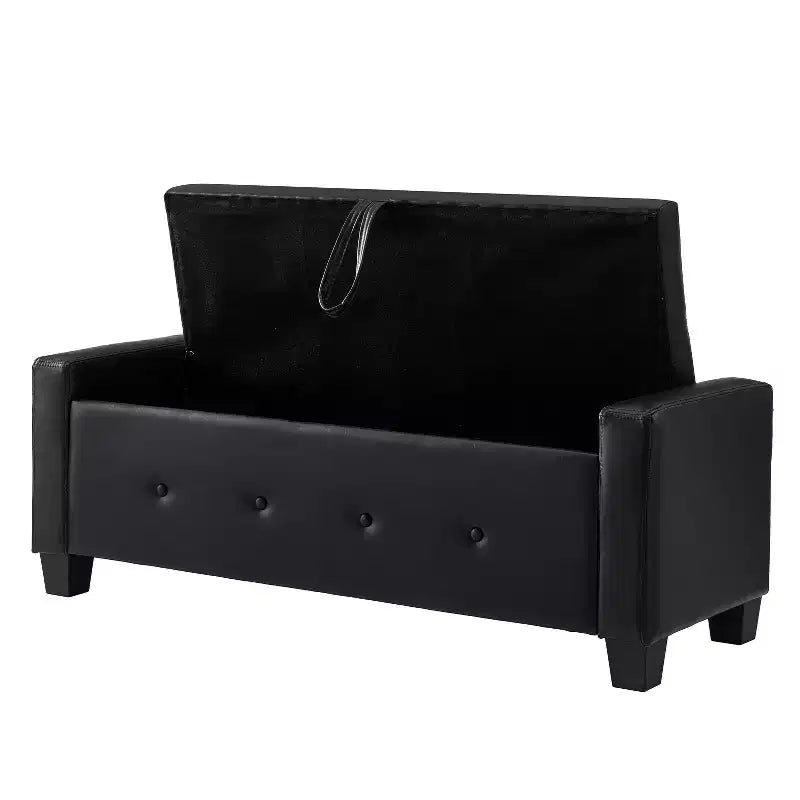 Banc de rangement ottoman en bois et similicuir 43,2 cm (H) x 46 cm (l) x 122 cm (P)