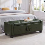 Banc de rangement ottoman en bois et similicuir 43,2 cm (H) x 46 cm (l) x 122 cm (P)