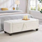 Banc de rangement ottoman en bois et similicuir 43,2 cm (H) x 46 cm (l) x 122 cm (P)
