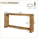 Console 2 plateaux en bois massif H 83 cm x L 30 cm x P 160 cm