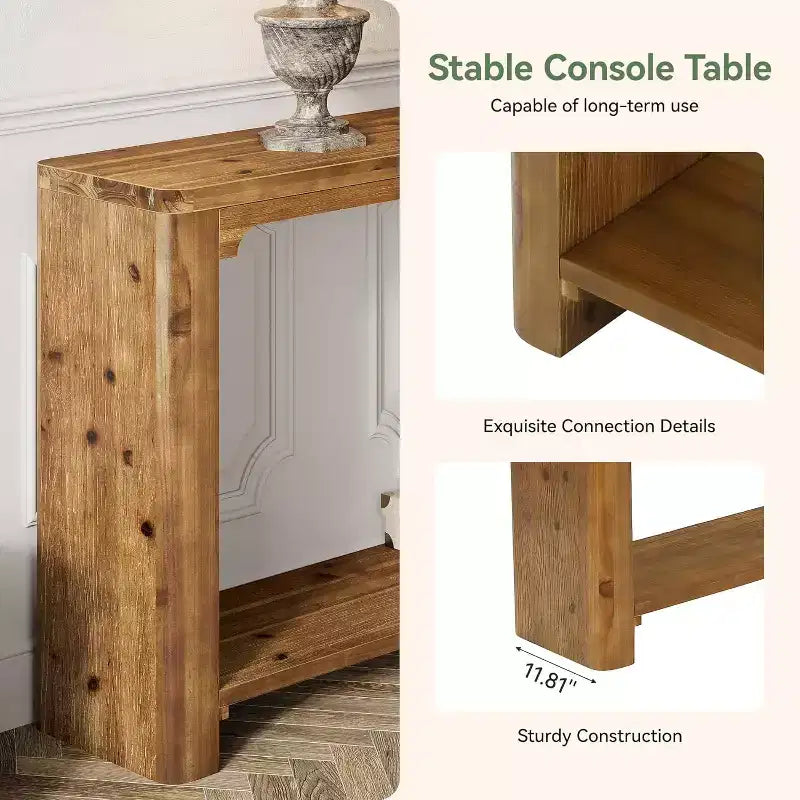 Console 2 plateaux en bois massif H 83 cm x L 30 cm x P 160 cm