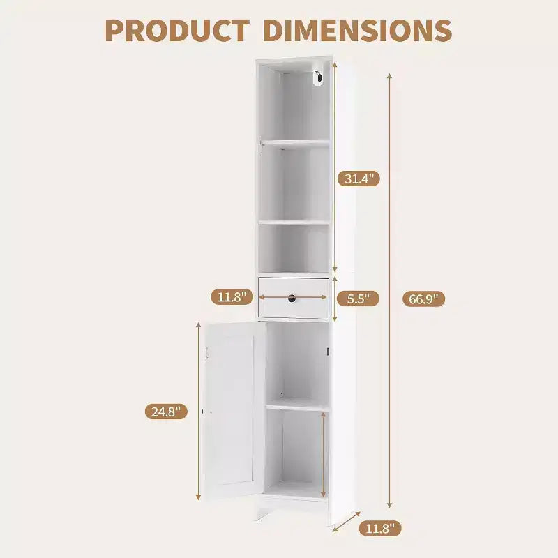 Armoire de rangement haute et étroite en MDF 170 cm H x 30 cm L x 30 cm P