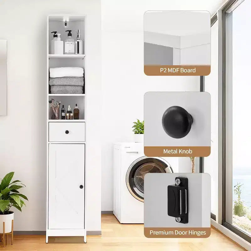 Armoire de rangement haute et étroite en MDF 170 cm H x 30 cm L x 30 cm P