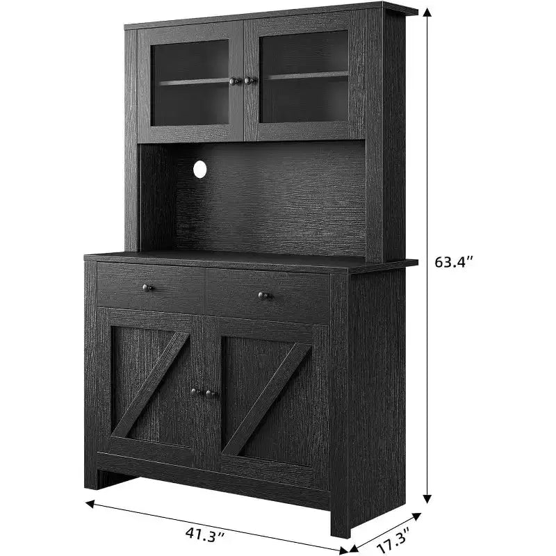 Meuble de Rangement de Cuisine en Panneaux de Particules avec Support pour Micro-ondes 160 cm (H) x 104 cm (l) x 118 cm (P)