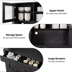 Meuble de Rangement de Cuisine en Panneaux de Particules avec Support pour Micro-ondes 160 cm (H) x 104 cm (l) x 118 cm (P)