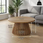 Table basse d'extérieur ronde en bois d'acacia 40,6 cm H x 80 cm diamètre