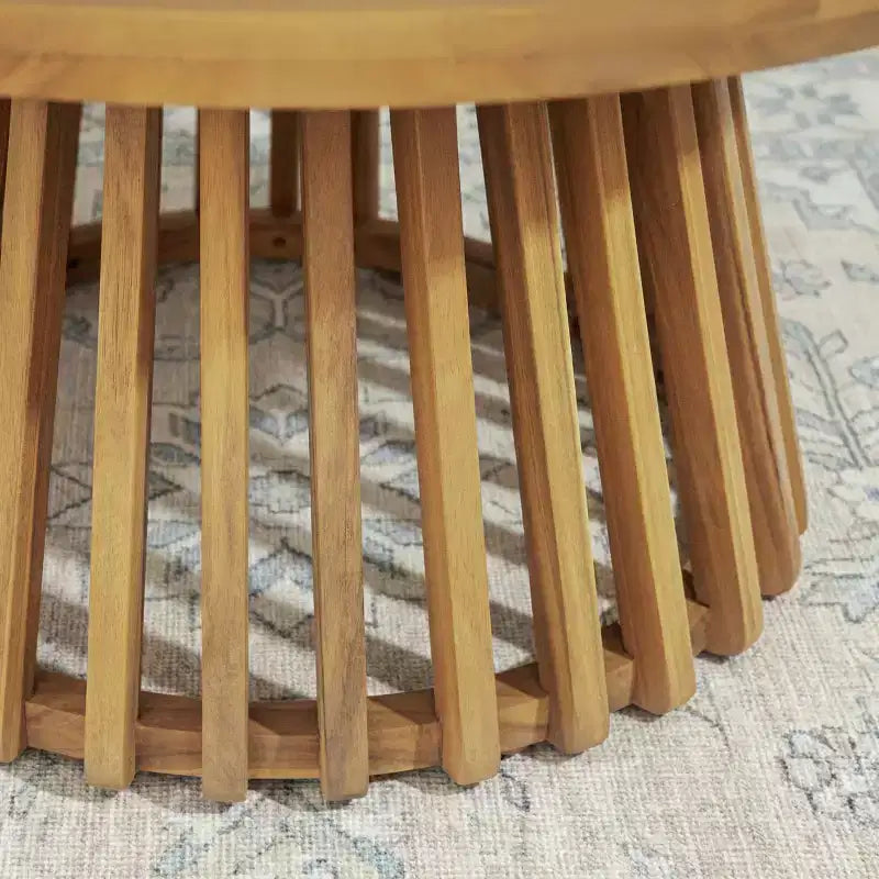 Table basse d'extérieur ronde en bois d'acacia 40,6 cm H x 80 cm diamètre