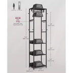 Porte-manteau autoportant en acier avec étagères et crochets 180 cm H x 47 cm L x 30,5 cm P