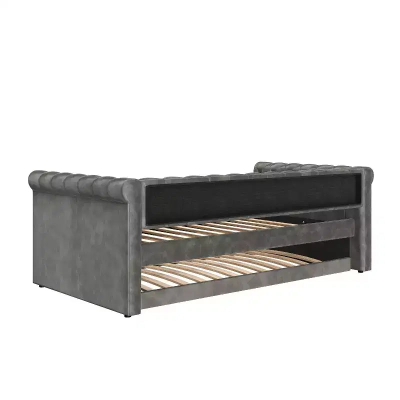 Lit de repos en velours rembourré avec lit gigogne 31''H x 86''W x 45''P