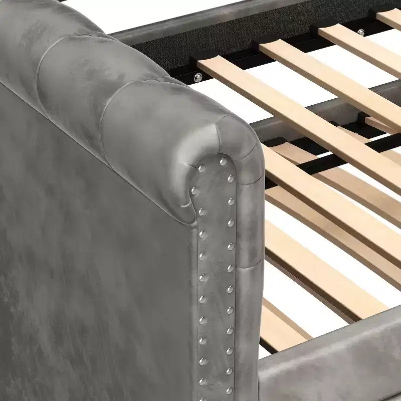 Lit de repos en velours rembourré avec lit gigogne 31''H x 86''W x 45''P