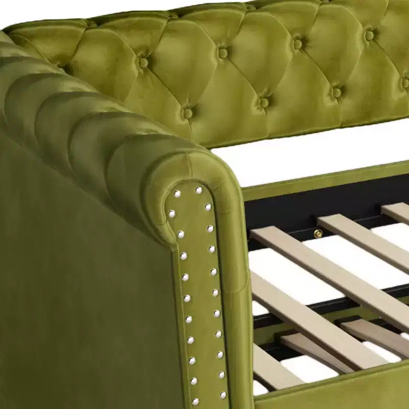 Lit de repos en velours rembourré avec lit gigogne 31''H x 86''W x 45''P