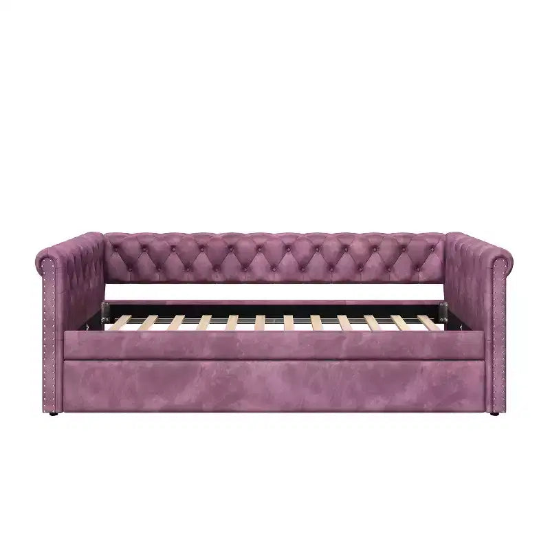Lit de repos en velours rembourré avec lit gigogne 31''H x 86''W x 45''P