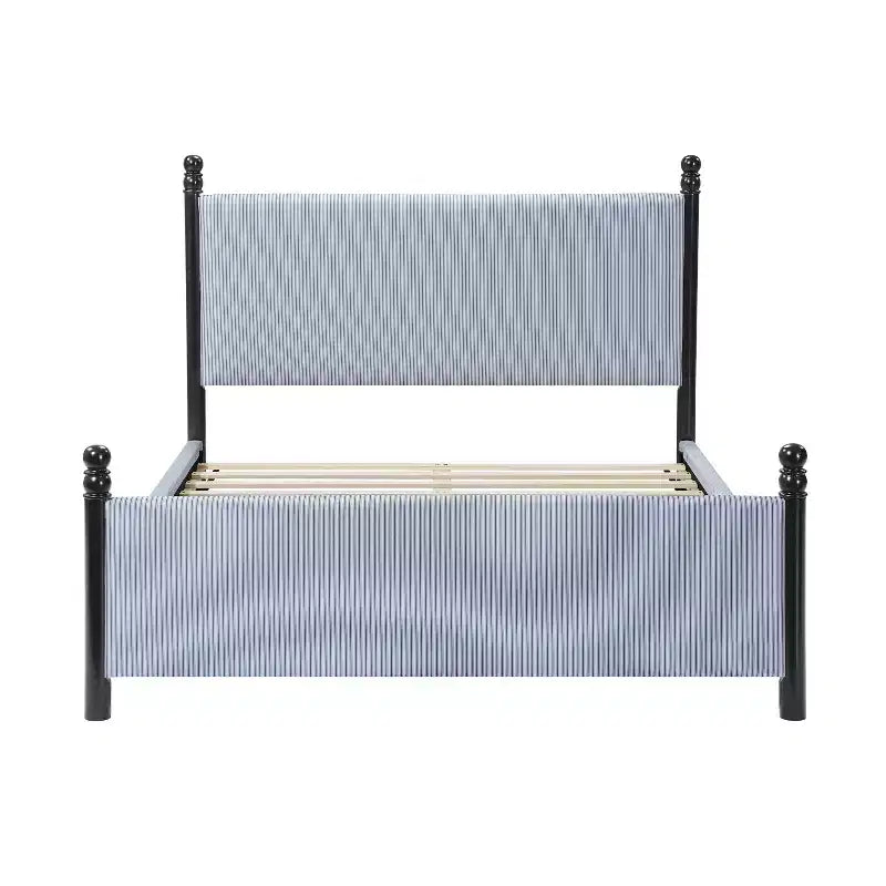 Lit plateforme tapissé en bois d'hévéa Grand lit/Très grand lit 122 cm H x 165,9 cm L x 216,9 cm P