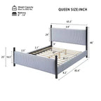 Lit plateforme tapissé en bois d'hévéa Grand lit/Très grand lit 122 cm H x 165,9 cm L x 216,9 cm P