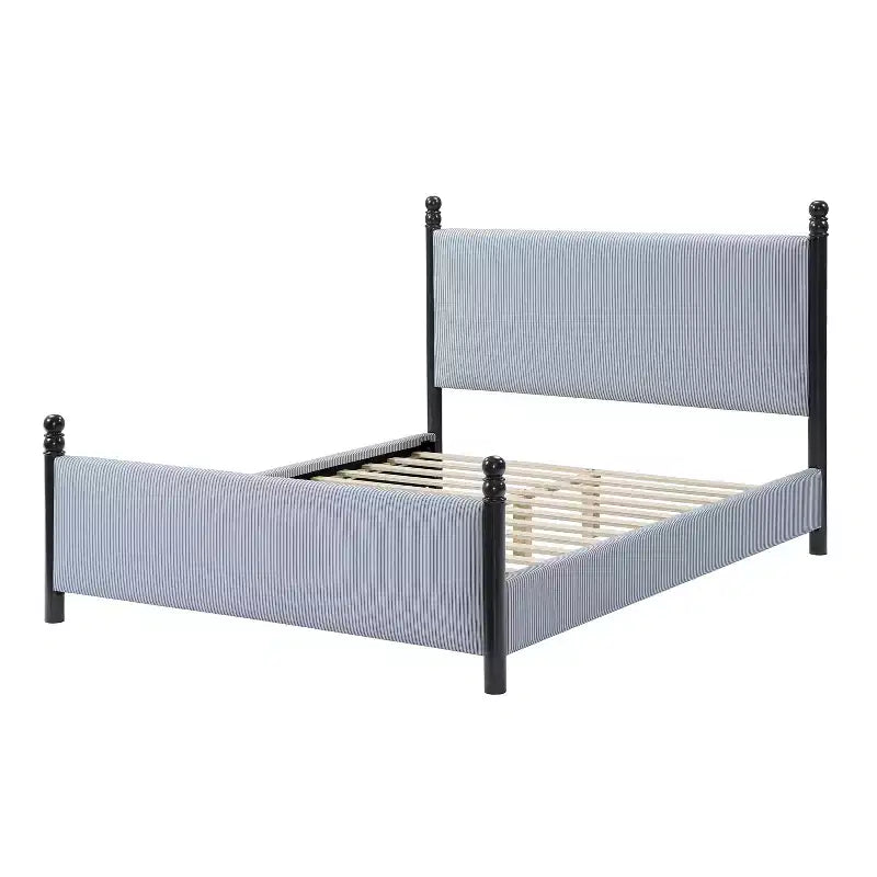Lit plateforme tapissé en bois d'hévéa Grand lit/Très grand lit 122 cm H x 165,9 cm L x 216,9 cm P