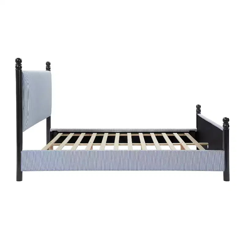 Lit plateforme tapissé en bois d'hévéa Grand lit/Très grand lit 122 cm H x 165,9 cm L x 216,9 cm P
