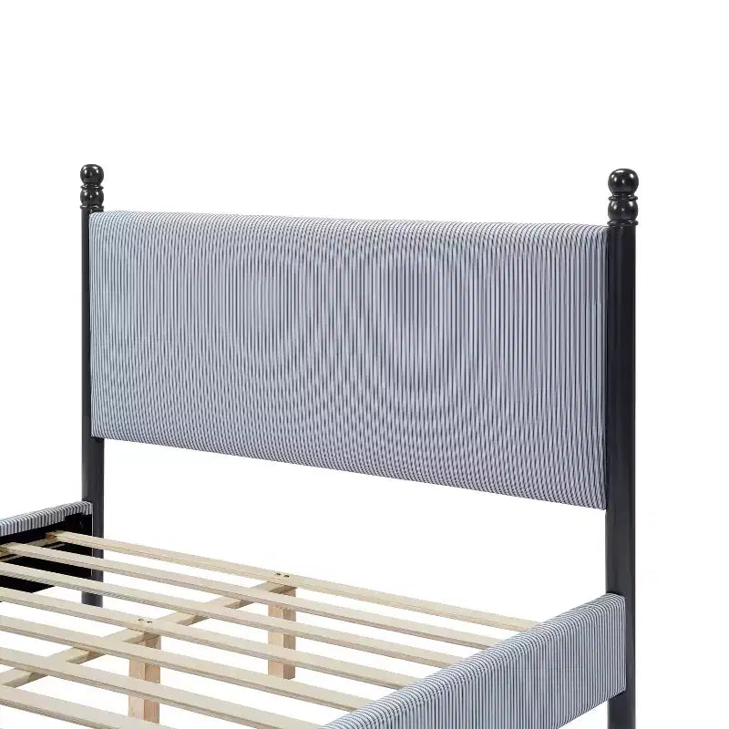 Lit plateforme tapissé en bois d'hévéa Grand lit/Très grand lit 122 cm H x 165,9 cm L x 216,9 cm P