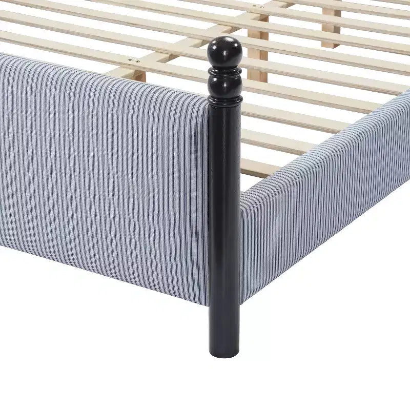 Lit plateforme tapissé en bois d'hévéa Grand lit/Très grand lit 122 cm H x 165,9 cm L x 216,9 cm P