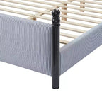 Lit plateforme tapissé en bois d'hévéa Grand lit/Très grand lit 122 cm H x 165,9 cm L x 216,9 cm P