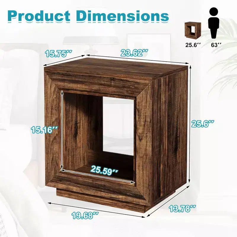 Table d'appoint en panneaux de particules 65 cm H x 60 cm L x 40 cm P