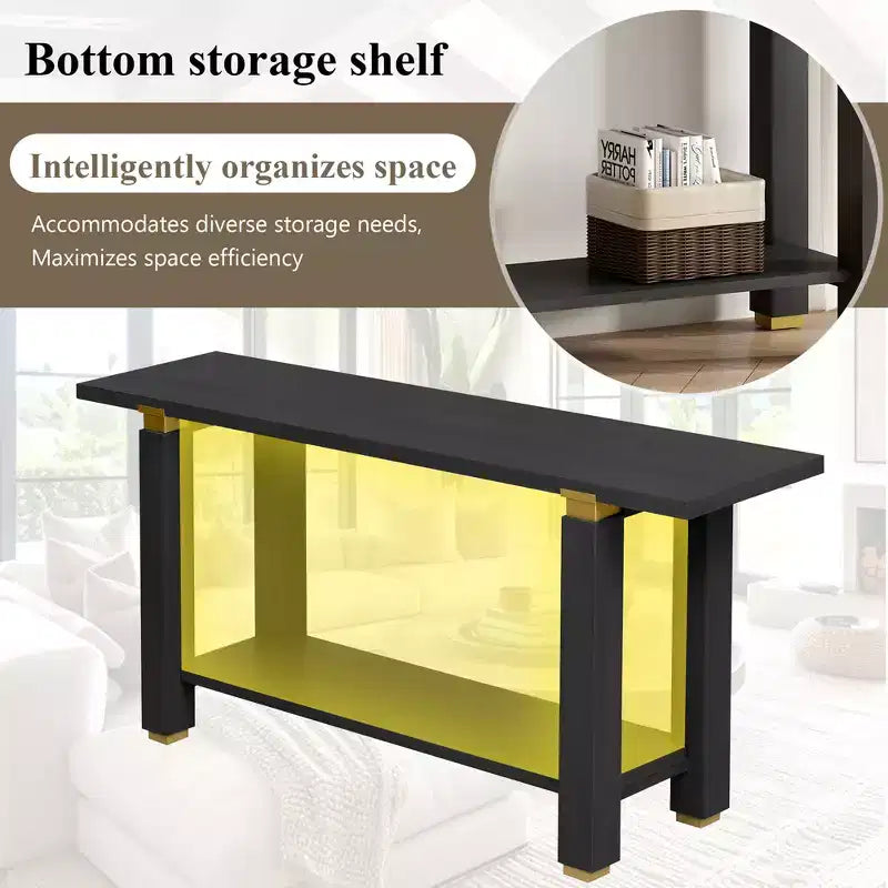 Console en pin et MDF avec étagère ouverte 160 cm (L)
