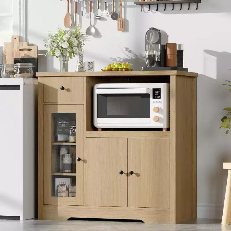 Meuble de rangement de cuisine en MDF avec support pour micro-ondes 89 cm (H) x 90 cm (L) x 40 cm (P)