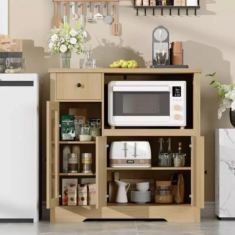Meuble de rangement de cuisine en MDF avec support pour micro-ondes 89 cm (H) x 90 cm (L) x 40 cm (P)