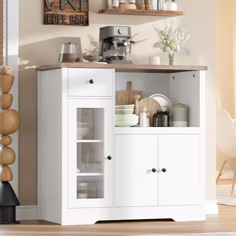 Meuble de rangement de cuisine en MDF avec support pour micro-ondes 89 cm (H) x 90 cm (L) x 40 cm (P)