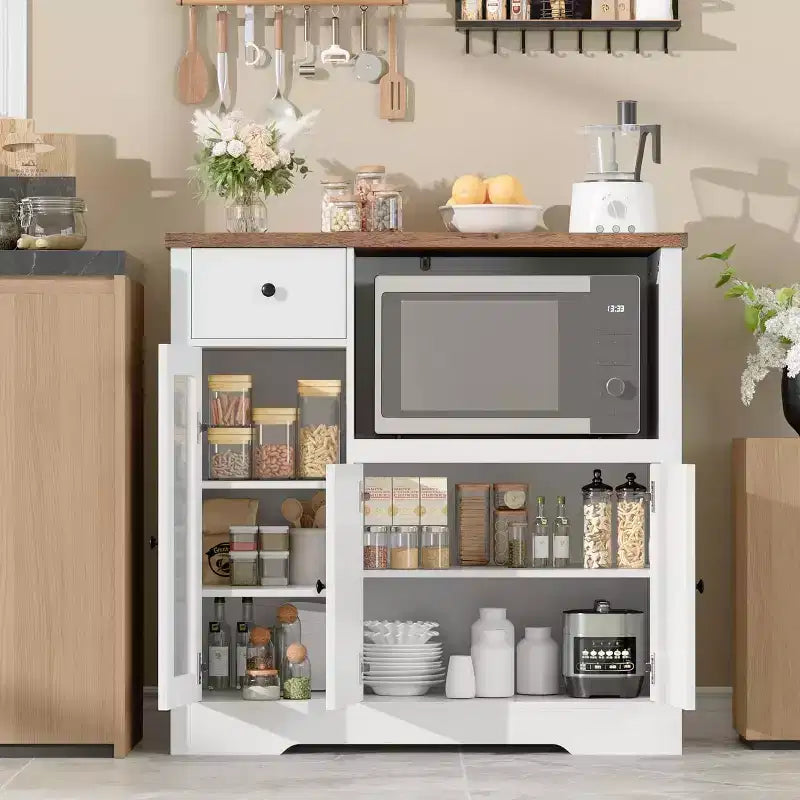 Meuble de rangement de cuisine en MDF avec support pour micro-ondes 89 cm (H) x 90 cm (L) x 40 cm (P)