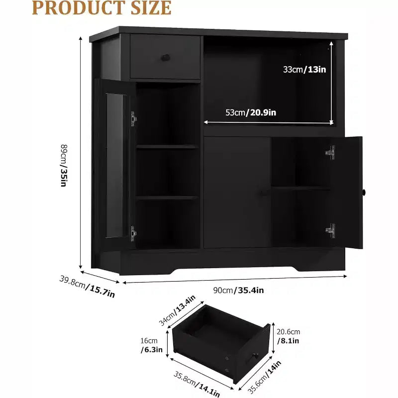 Meuble de rangement de cuisine en MDF avec support pour micro-ondes 89 cm (H) x 90 cm (L) x 40 cm (P)