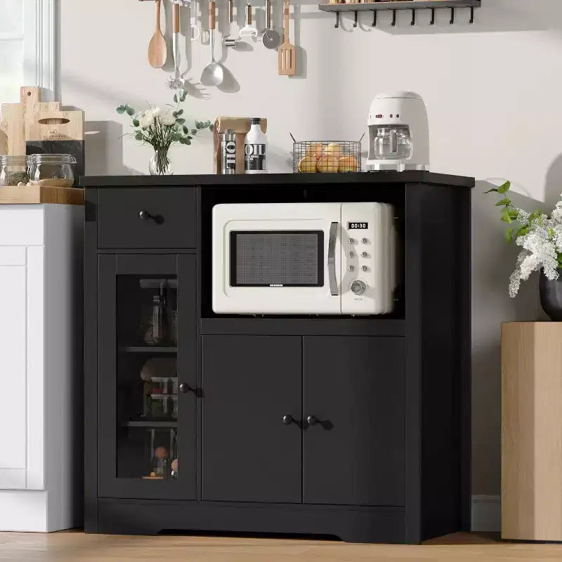 Meuble de rangement de cuisine en MDF avec support pour micro-ondes 89 cm (H) x 90 cm (L) x 40 cm (P)