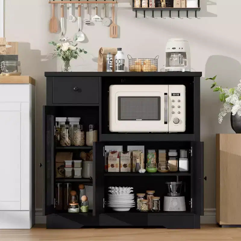 Meuble de rangement de cuisine en MDF avec support pour micro-ondes 89 cm (H) x 90 cm (L) x 40 cm (P)