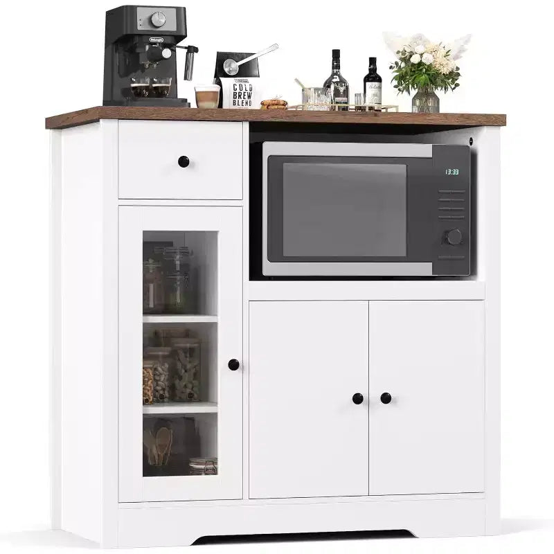 Meuble de rangement de cuisine en MDF avec support pour micro-ondes 89 cm (H) x 90 cm (L) x 40 cm (P)