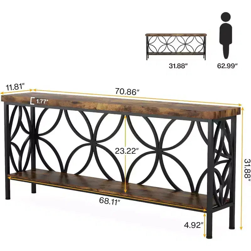 Table console étroite en métal et MDF 82 cm (H) x 30 cm (l) x 180 cm (L)