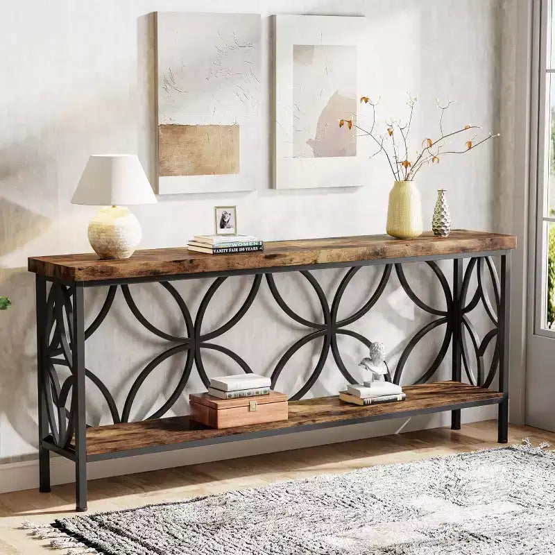 Table console étroite en métal et MDF 82 cm (H) x 30 cm (l) x 180 cm (L)