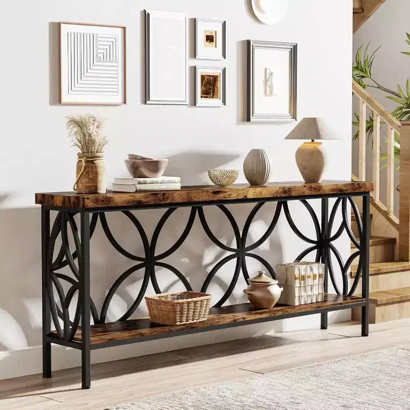 Table console étroite en métal et MDF 82 cm (H) x 30 cm (l) x 180 cm (L)