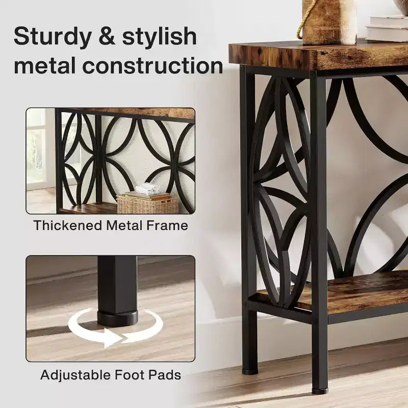 Table console étroite en métal et MDF 82 cm (H) x 30 cm (l) x 180 cm (L)