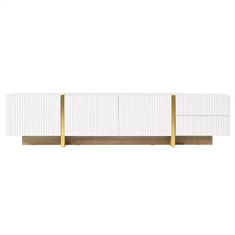 Meuble TV cannelé en MDF pour téléviseurs jusqu'à 80'', 45 cm H x 190 cm L x 35 cm P