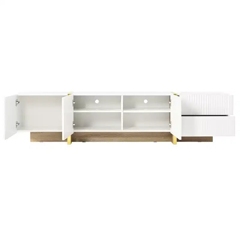 Meuble TV cannelé en MDF pour téléviseurs jusqu'à 80'', 45 cm H x 190 cm L x 35 cm P