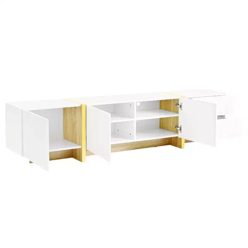 Meuble TV cannelé en MDF pour téléviseurs jusqu'à 80'', 45 cm H x 190 cm L x 35 cm P