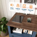Table de chevet en bois à 2 tiroirs avec station de charge 61 cm (H) x 46 cm (l) x 46 cm (P)