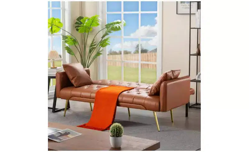 Canapé convertible futon en similicuir 81 cm H x 173,5 cm L x 70 cm P